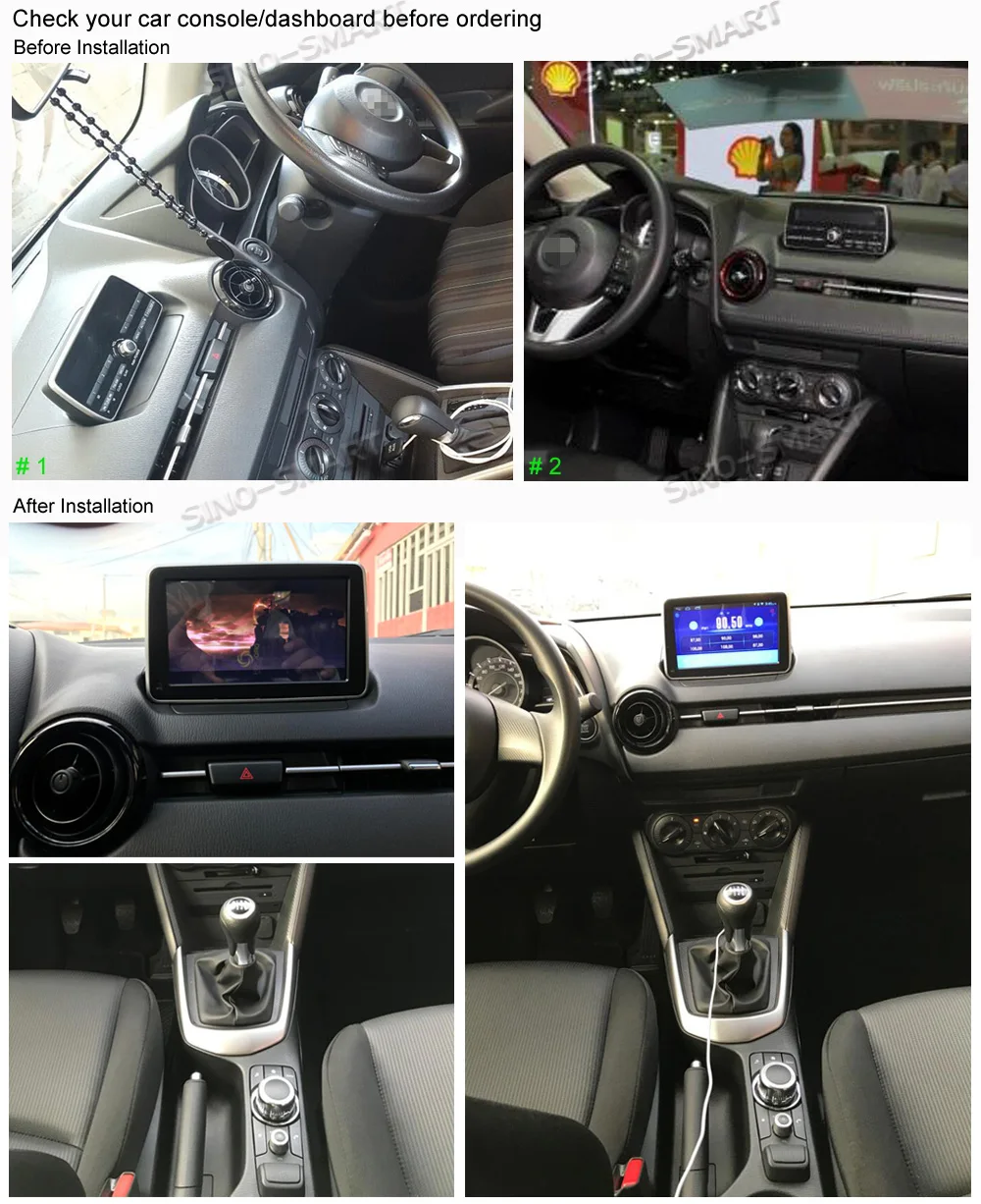 SINOSMART четырехъядерный Android 8,1 2G ram автомобильный Радио gps навигатор плеер для Mazda 2/Mazda 3/Axela/CX-3- без Canbus