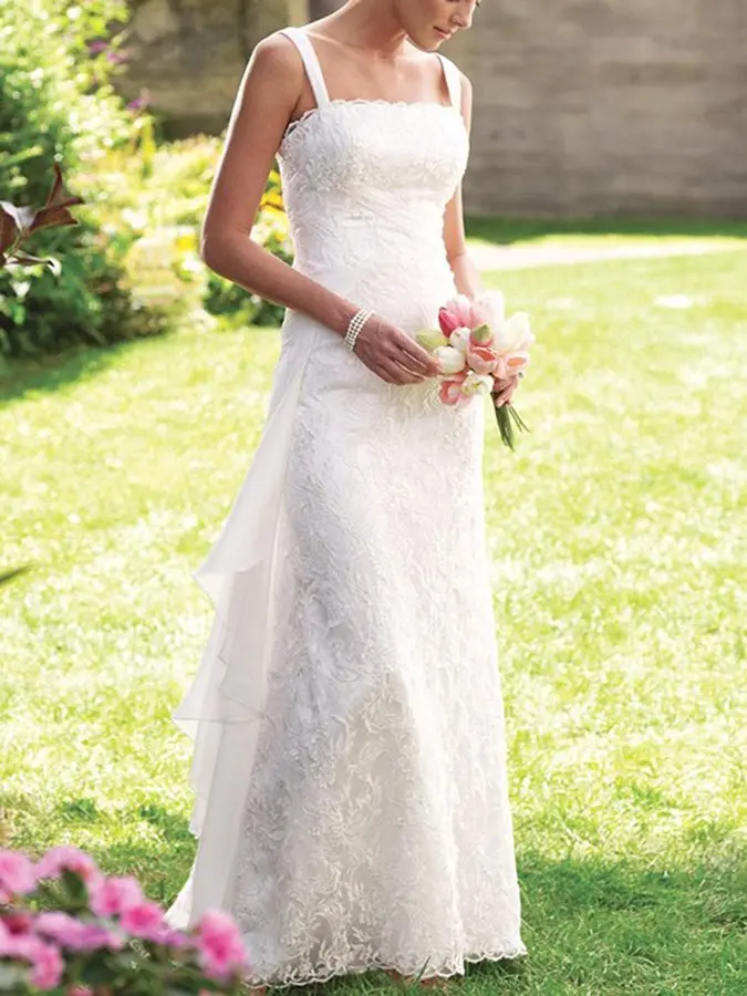 2019 ремни кружевное платье трапециевидной формы в сад свадебные платья стиле Country