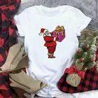 Лидер продаж, женская футболка с рождественским принтом, белая женская модная футболка с графическим принтом, женская одежда в стиле Харадзюку с коротким рукавом