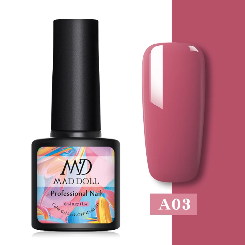 35-A03 MAD DOLL, 8 мл, 60 цветов, Гель-лак для ногтей, розовый, красный, зеленый, чистый цвет для ногтей, отмачиваемый УФ-Гель-лак, лак для маникюра, Гель-лак - Цвет: 35-A03