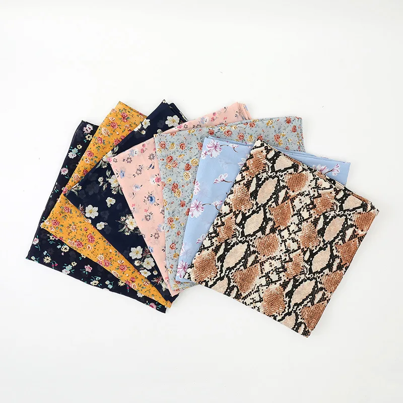 

2021 Square printed scarf pearl chiffon 115cm lagre size scarf floral islamic shawl fashioon women's head wrap shawl headband