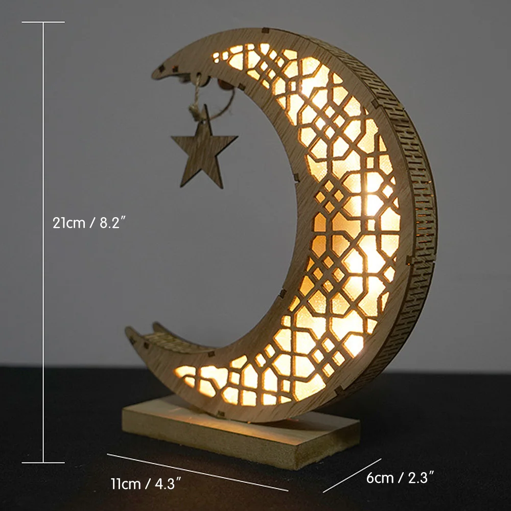 

NEW EID Mubarak Wooden Pendant With LED Light Lamp Ramadan Decorations For Home Islamic Muslim Party Eid Decor Kareem Ramadan