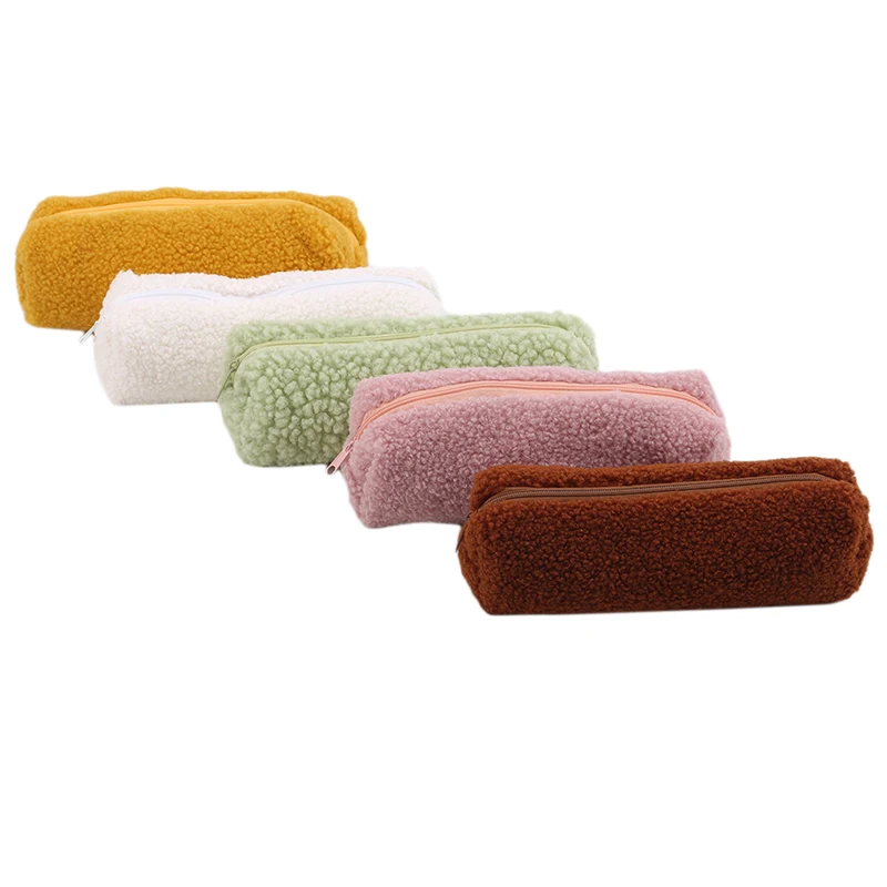 

Kawaii Plush Pencil Case for Girls Student Pen Solid Color Marker Bag Storage Pouch School Supplies Pencil Stationery Pencilcase