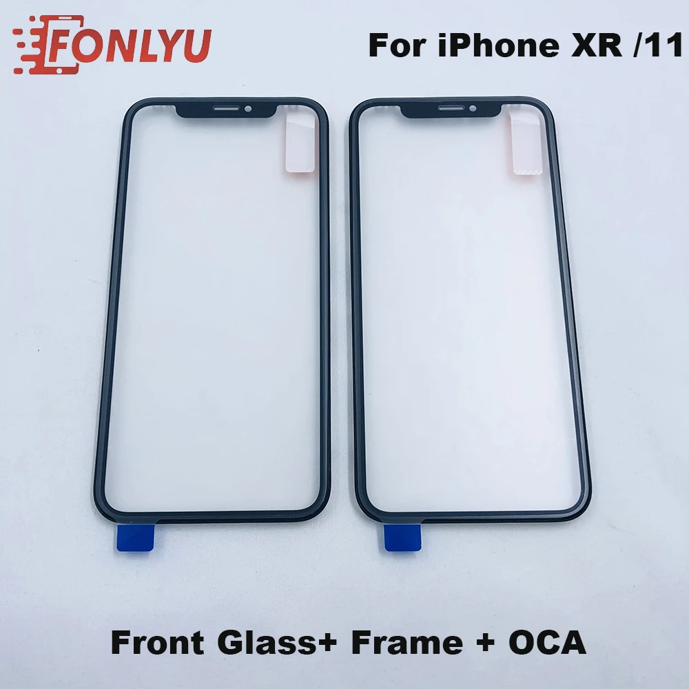 

A + качество 1 шт. 3 в 1 передний внешний экран стекло объектив с рамкой + OCA для iPhone XR/11 запасные части