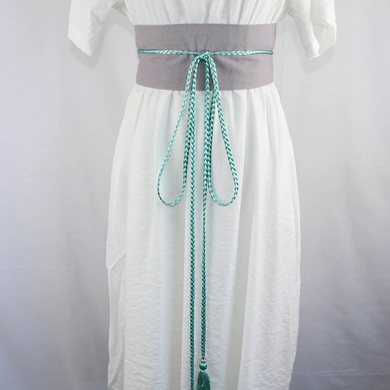 2022 chinese traditional hanfu belt vintage wide silk woman belt ladies double circle satin belts femme long belt corset