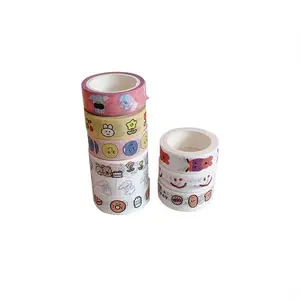 DIY Tape Tearable Paper Cartoon Bear and Egg Decoration Various Shapes Multi Colors Choose Decorate Diary Strong Stickiness