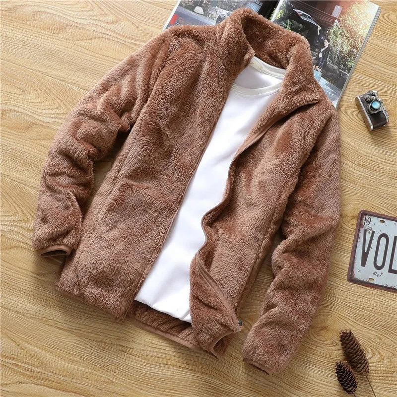 

Coral fleece Warm Men's Coat Trend Shopping Winter Jackets Version Loose 2021 New Men's Casual Fleece Jacket Male Clothes 4xl
