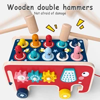 colorful wooden whack a mole game early educational toys kids musical bus baby girl boy toys hand knocking hamster toys
