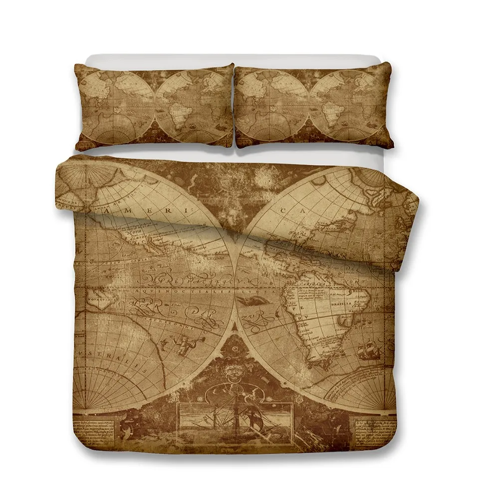 Пододеяльник в стиле ретро зимний пододеяльник с изображением старой карты мира