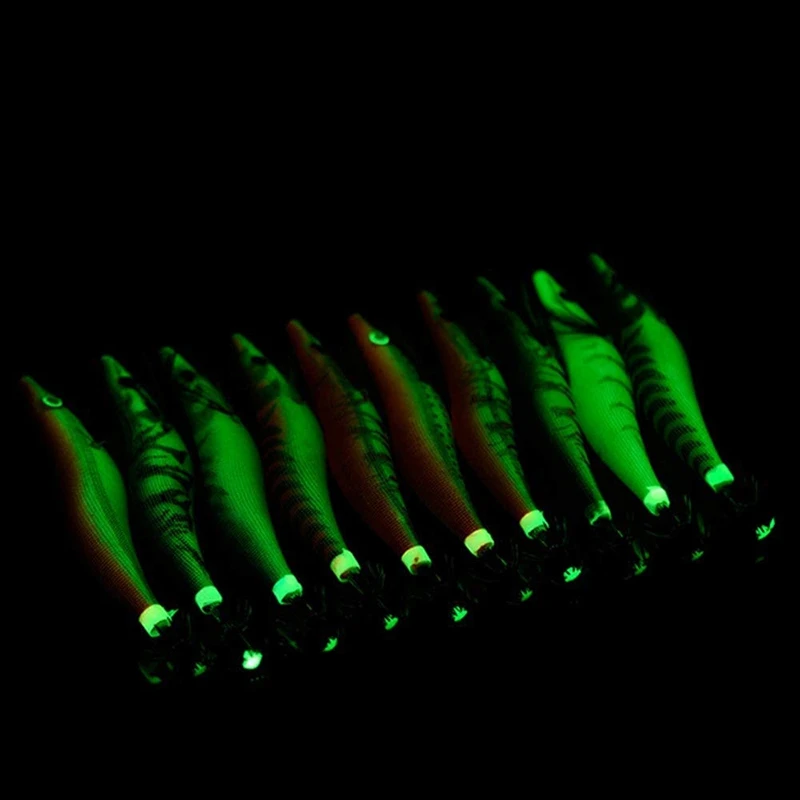 

10Pcs 12CM 15G Fishing Lure Lead Squid 3.0 Hook Wooden Shrimp Fishing Lures Hard Fishing Bait