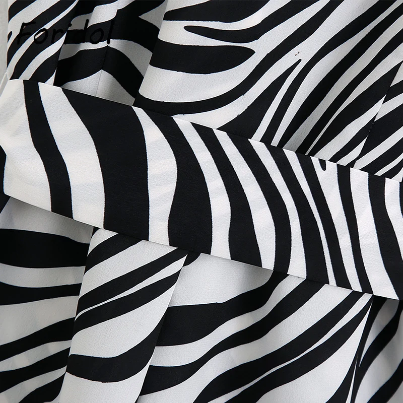 

Foridol Zebra Print Blazer Rompers Women Sleeveless Sash High Fashion Playsuits Overalls 2021 Summer New Beach Rompers