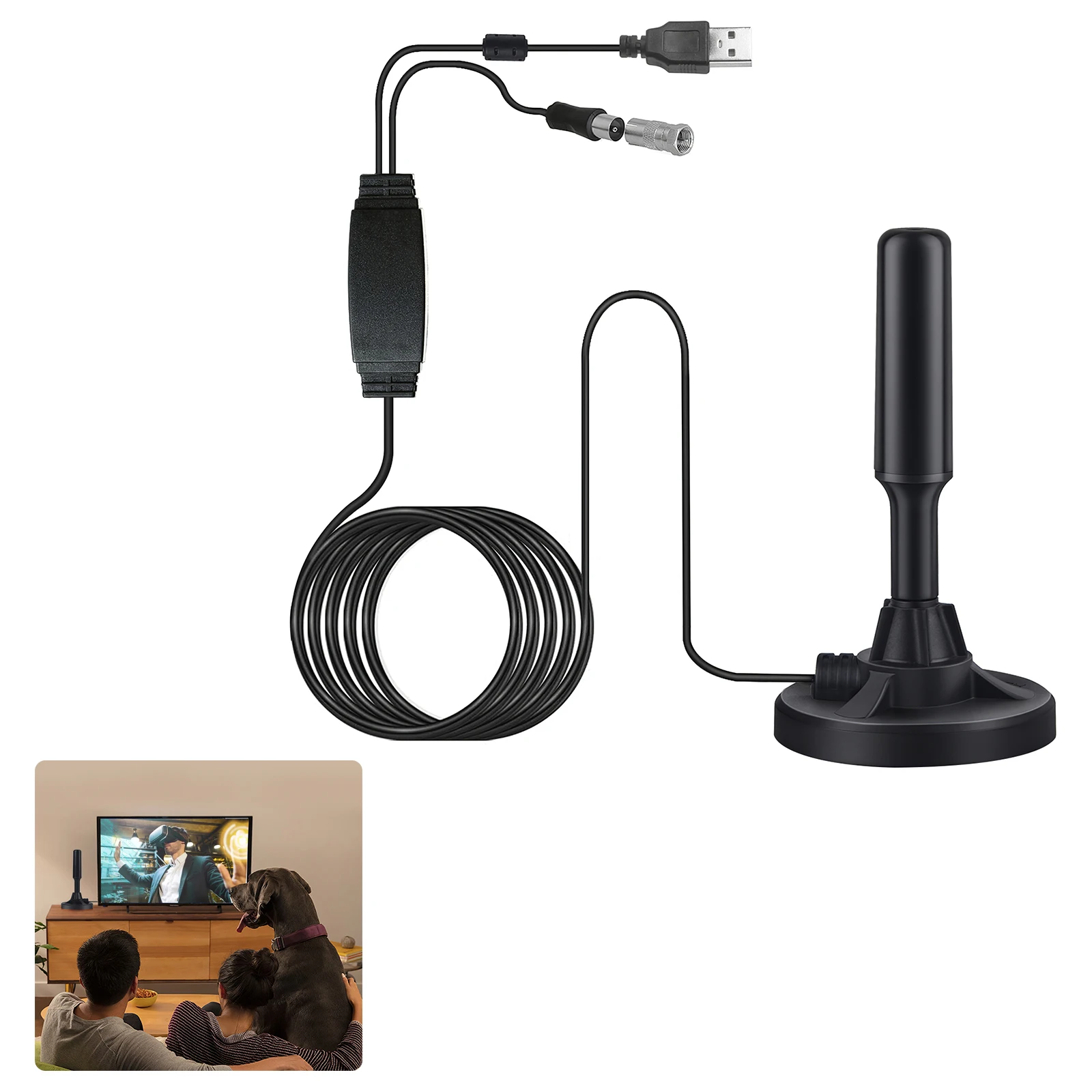 

Black Television Amplifier Digital Antenna Powerful Television Exquisite Aerial Antenna 1pcs Indoor HD TV Antenna DTMB Antenna
