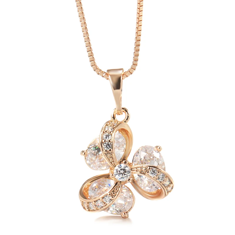 Ожерелье Kinel женское розовое золото 585 пробы с кристаллами | Украшения и