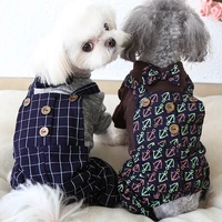 anchor grid bowtie pet dog clothes winter warm sport dog bathrobe jumpsuits dog pajamas thick coats clothing for dogs cat teddy
