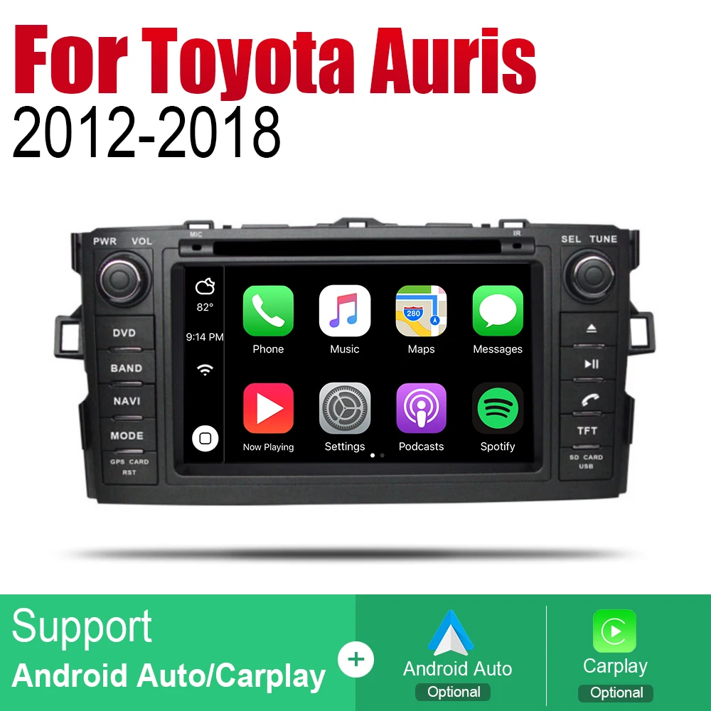 Автомагнитола ZaiXi на Android 2 Din DVD для Toyota Auris / Corolla Hatchback 2012 ~ 2018 автомобильный