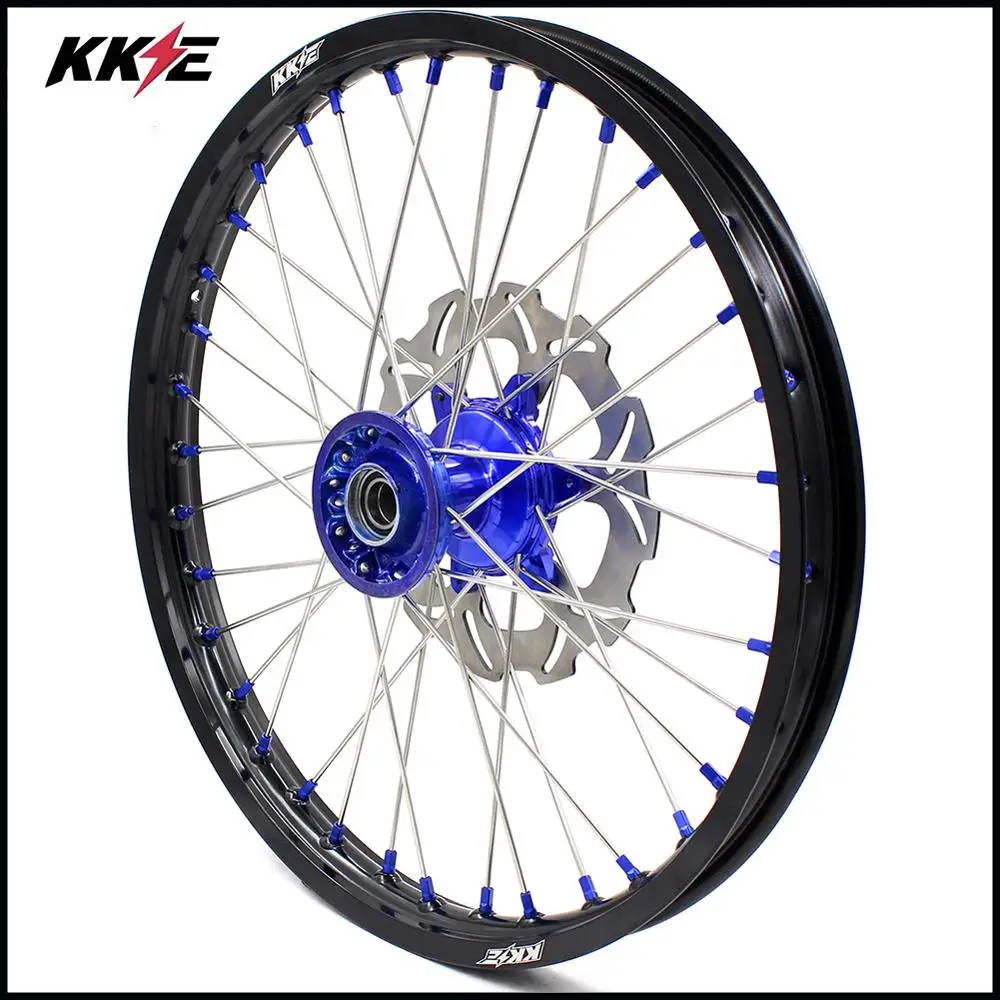 KKE 21/19 Литые колеса мотоцикла обода Набор для YAMAHA YZ125/250 99-19 YZ250F 2001- YZ450F 2003- синяя звездочка