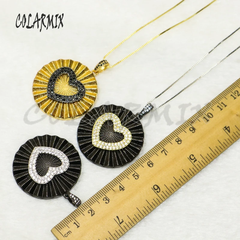 

4Pcs Round jewelry zircon Heart pendant Trendy jewelry pendant gift for lady jewelry pendant Necklace style jewelry 50171
