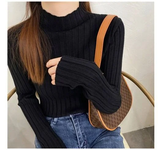 Женская осенне-зимняя майка с полувысоким воротником тонкий трикотажный топ |