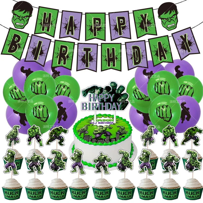 

Super Hero Theme Birthday Party Set Decorate Boys Kids Favors Balloons Hanging Banner Cake Flag Cupcake Card Toppers 1set/pack