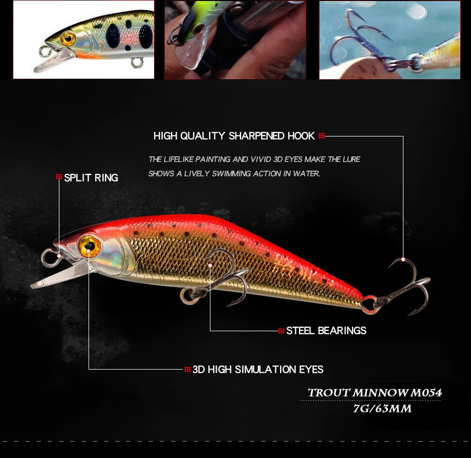 Mino Fish приманка Singking вес 5 2 г/65 мм жесткая приманки для ловли окуня рыбалка