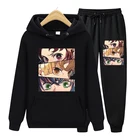 Толстовка мужская оверсайз с капюшоном, повседневный свитшот с изображением рассекающего демонов, худи свободного покроя с японским мультяшным принтом, удобная уличная одежда