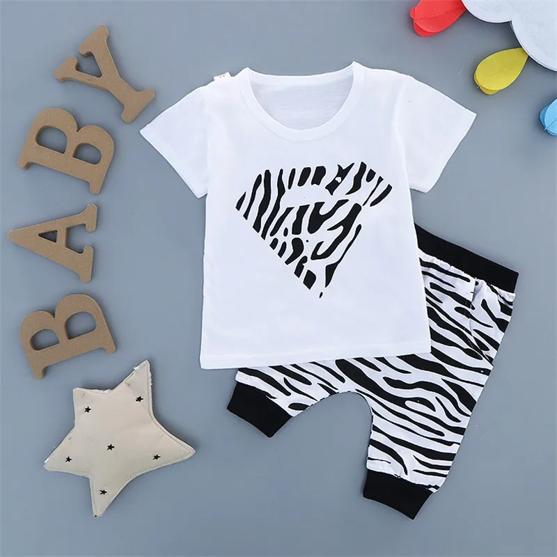 Детский хлопковый костюм Zi Ning летняя одежда с коротким рукавом для мальчиков и