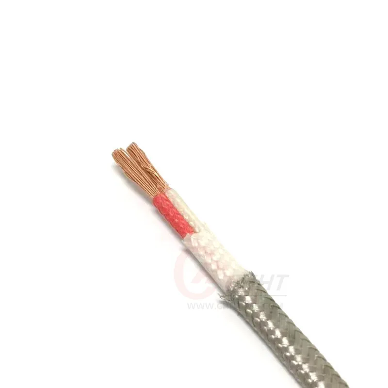 B Type 2*18AWG Fiberglass Insulation Stainless Steel Shield Thermocouple Wire High Temperature Measuring Line Compensation Cable |