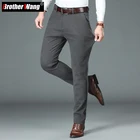2021 осень и зима новые мужские шерстяные тканевые плотные повседневные брюки деловые прямые Стрейчевые теплые брюки Мужская брендовая одежда