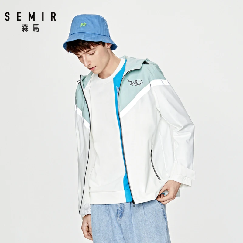 Куртка SEMIR Мужская стрейчевая куртка с вышивкой надписей контрастные цвета