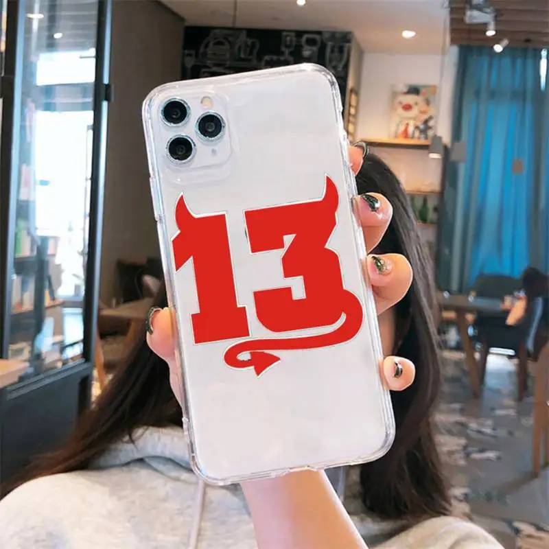 

Lucky Number 13 Phone Case Transparent soft For iphone 5 5s 5c se 6 6s 7 8 11 12 plus mini x xs xr pro max