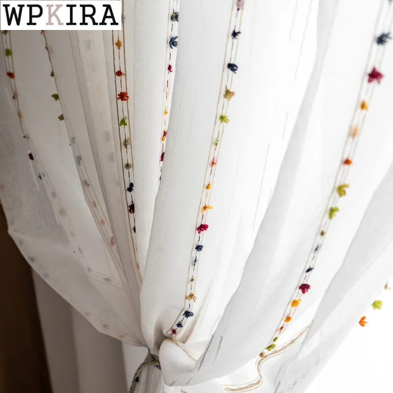 

Rainbow Stripe Curtain for Kids Girls Room Sheer Drape for Living Room Voile Tulle Bay Window Porch Balcony Custom 263#D