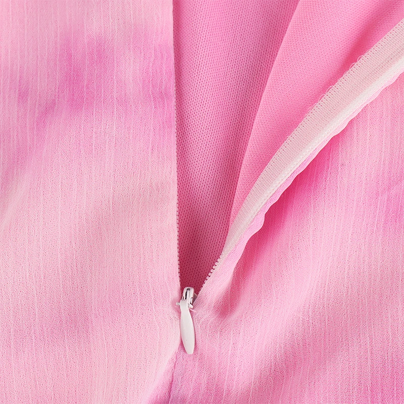 

Chiffon Beach Dress Summer Print Midi Dress Low Cut V Neck Backless Strap Pink Dresses Side Split Women Sexy Party Robe