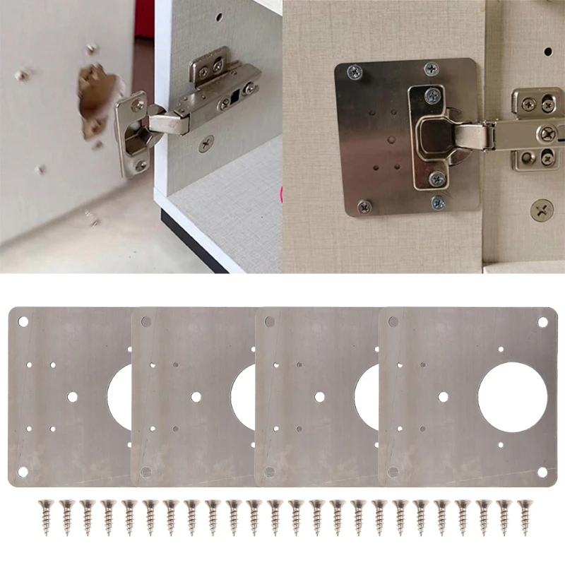 

066E Hinge Repair Plate Kitchen Cabinet Door Screws Attach the Folding Door Panels Made of Stainless Steel Fixing Plate