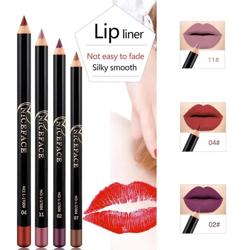 

12 Colors Matte Lip Liner Fashion Sexy Long Lasting Waterproof Long Lasting Smooth Colorful Lip Makeup Tools Nude Lip Pencil New