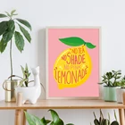 Картина на холсте с изображением фруктов, лимонный постер, принт без чая, без тени, без розового лимонад, фотография естественной обстановки для столовой