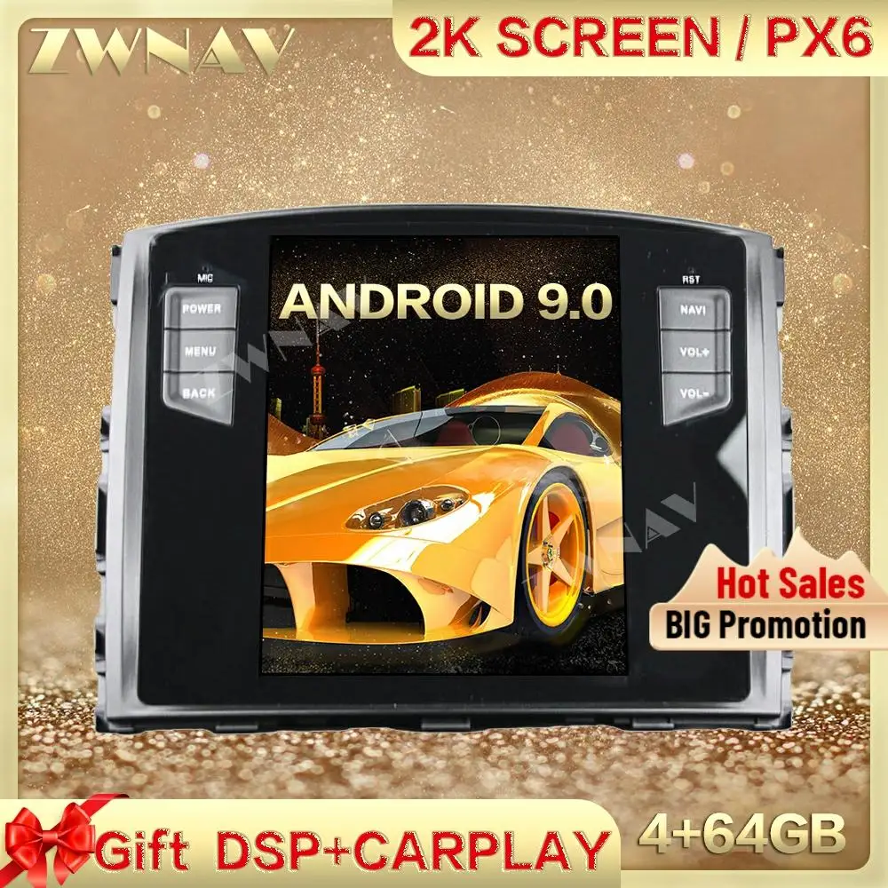 

DSP Carplay Tesla экран 4 + 64G Android 9,0 Автомобильный мультимедийный плеер для MITSUBISHI Pajero V97 2006-2012 радио авто стерео головное устройство