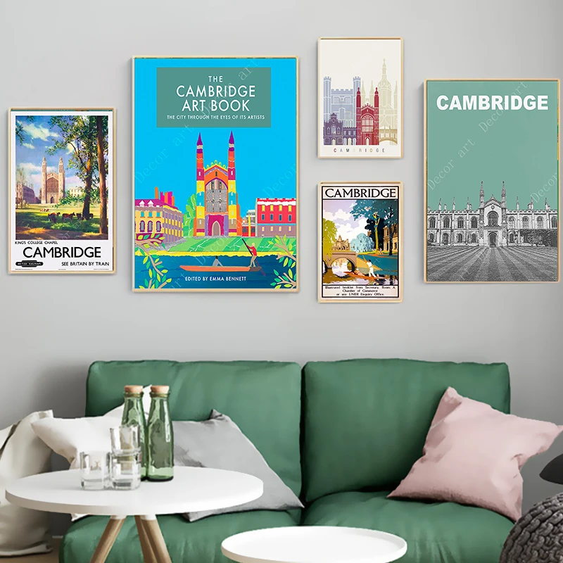 Винтажные постеры для путешествий с британским Кембриджским университетом