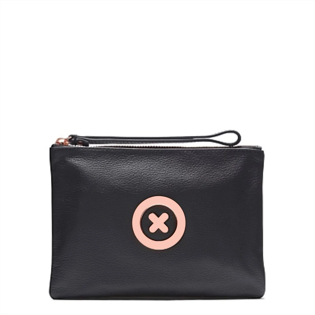 

NEW BLACK ROSEGOLD SUPERNATURAL XO LOGO MEDIUM POUCH WITH ZIPPER AND WRIST STRAP 15X20CM
