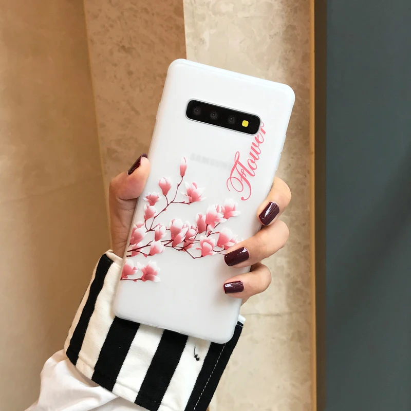 Мягкий чехол YHBBCASES из ТПУ с рельефными мультяшными цветами для Samsung Galaxy S8 S9 S10 Plus