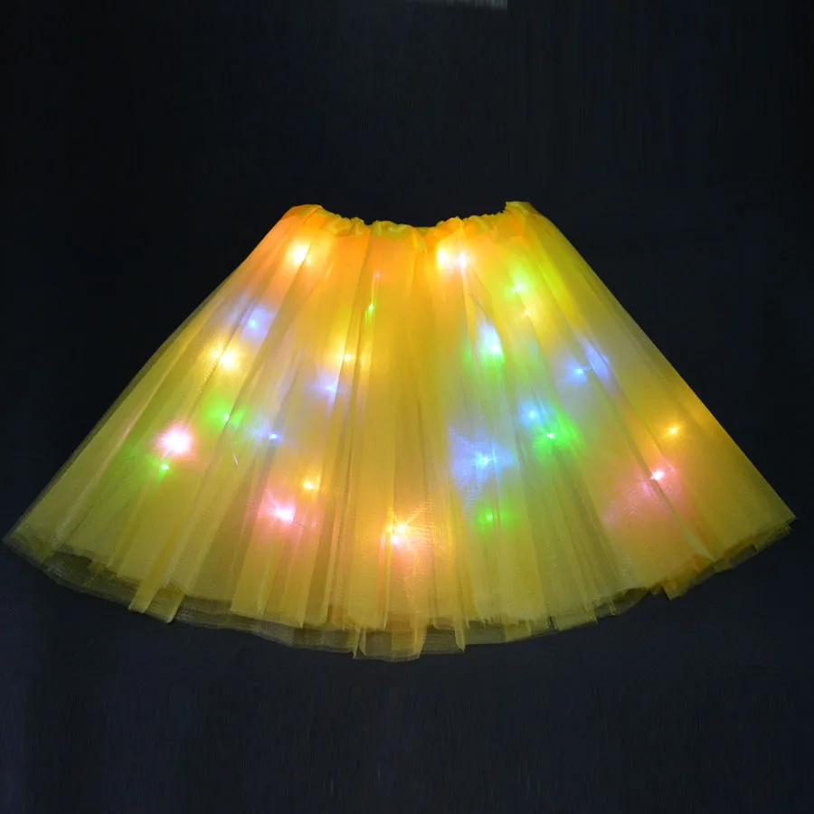 yellow skirt Женская повязка на голову с крыльями ангела для девочек; юбки-пачки; Светодиодный светильник; подарок на день рождения; карнавальный, Свадебный костюм Purim - Цвет: yellow skirt