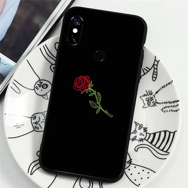 

Phone Case For Xiaomi Redmi Note 4 4x 5 6 7 8 pro S2 PLUS 6A PRO beautiful black white Rose flower