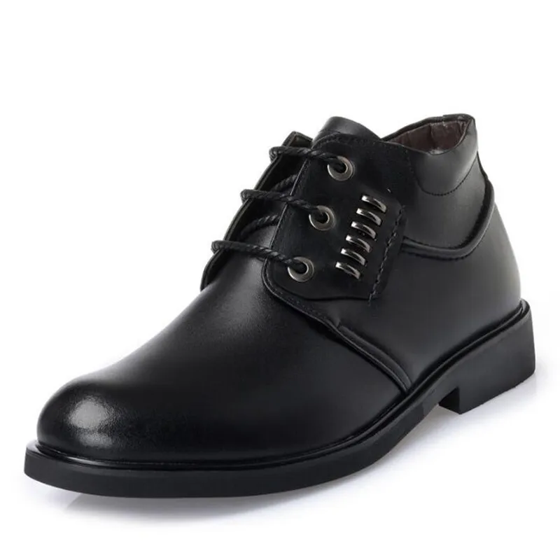 

Real Leather Snow Boots Men Warmest Wool Inside Black Winter Boots Men Business Casual Shoes Non Slip Fashionable Men Shoes