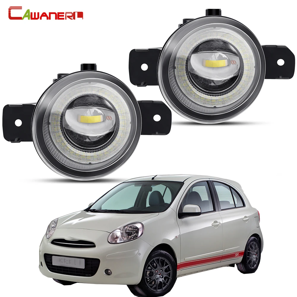 

2 X Car Fog Light Assembly For Nissan Micra March 4/IV (K13) Hatchback 2010-2018 30W LED Angel Eye DRL Daytime Running Lamp H11