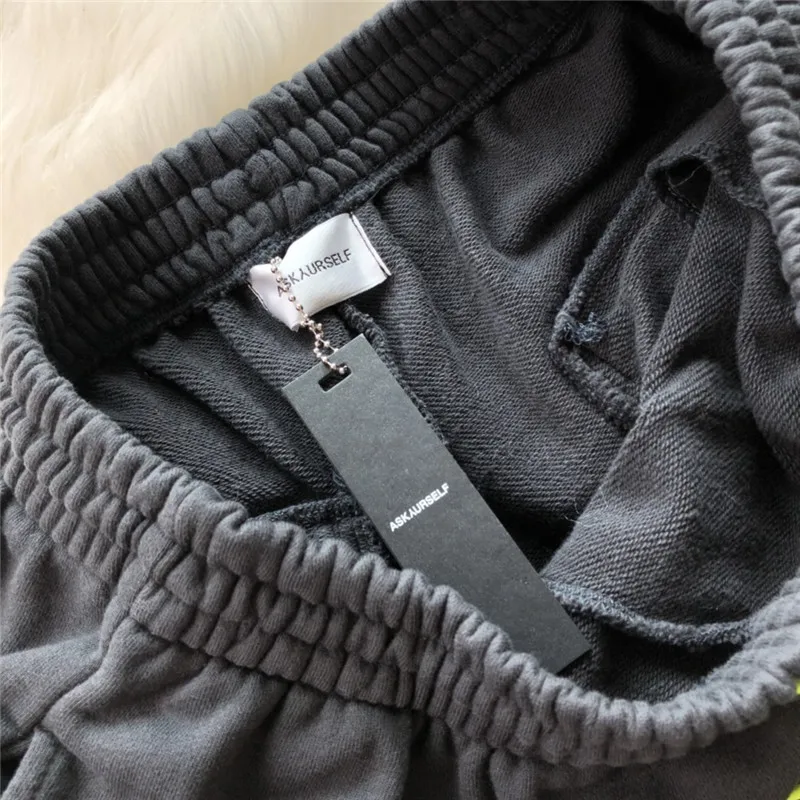 

2021ss ASKYURSELF Shorts Men Women High street green drawstring sanded hair washed knife cut loose mouth loose shorts