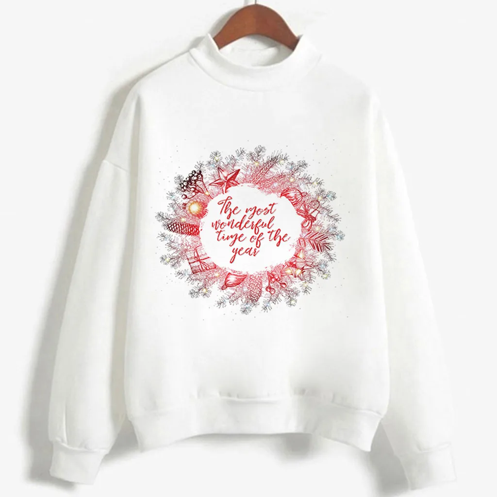 Женская Рождественская Толстовка с рождественским оленем свитер длинным