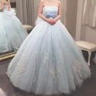 ANGELSBRIDEP бальное платье без бретелек, платья для Quinceanera, 15 Модные Вечерние Платья до пола из тюля для маскарада, дня рождения, Лидер продаж