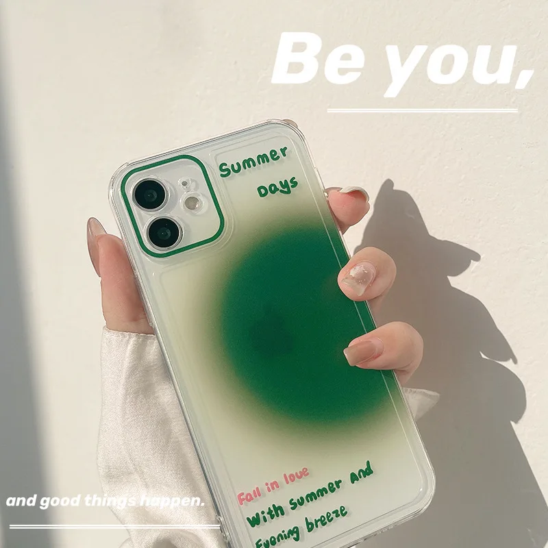 

INS Gradient Green Halo Case For iPhone 13 13mini 13Pro 13ProMax 12 12mini 12Pro 12ProMax 11 11Pro 11ProMax SE2020 X XS XSMAX XR