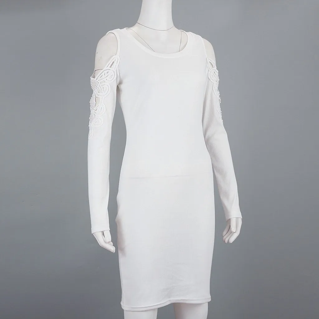 Женское платье мини с длинным рукавом круглым вырезом|Женские платья| |
