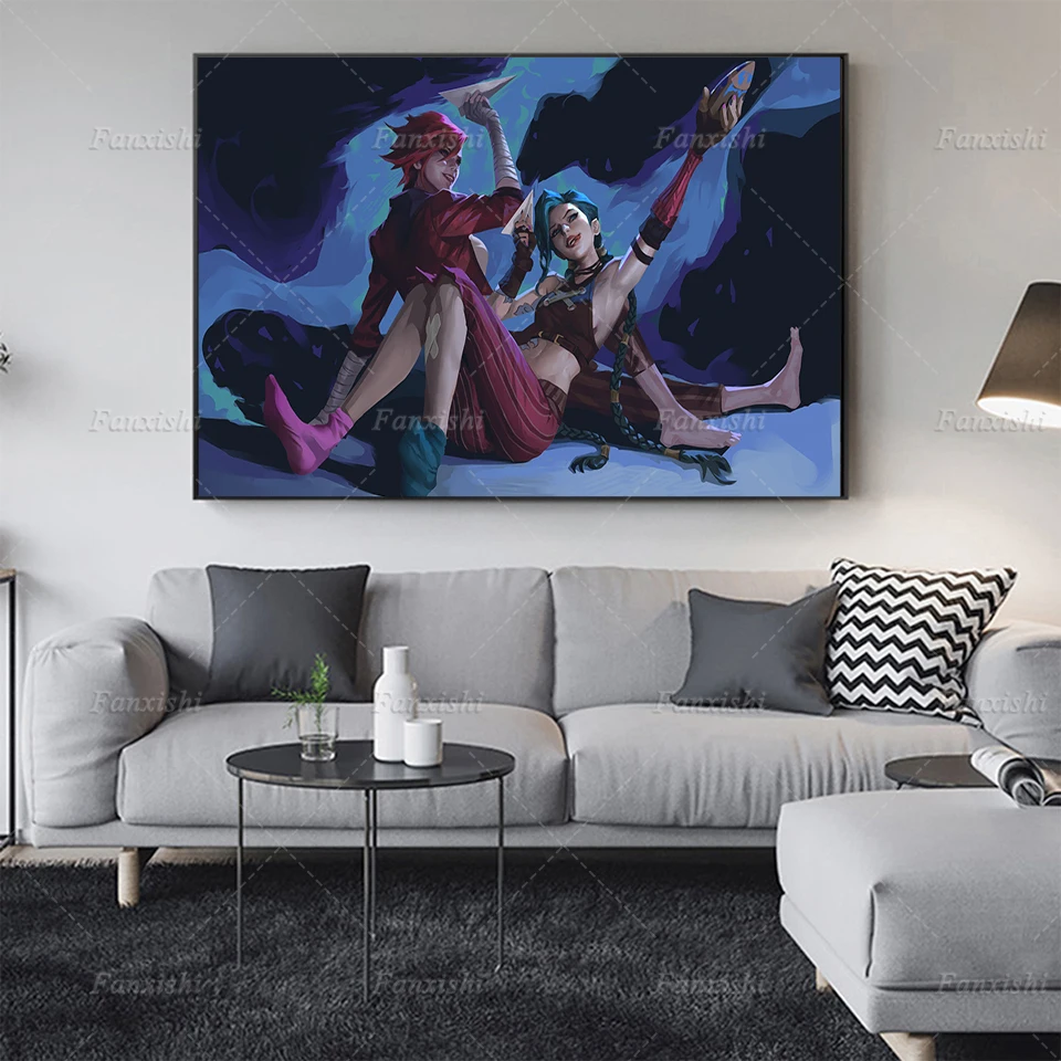 

Arcane Jinx Vi League Of Legends TV Series Posters And Prints Game Wall Art Canvas Painting Pictures Home Living Room Decor Gift