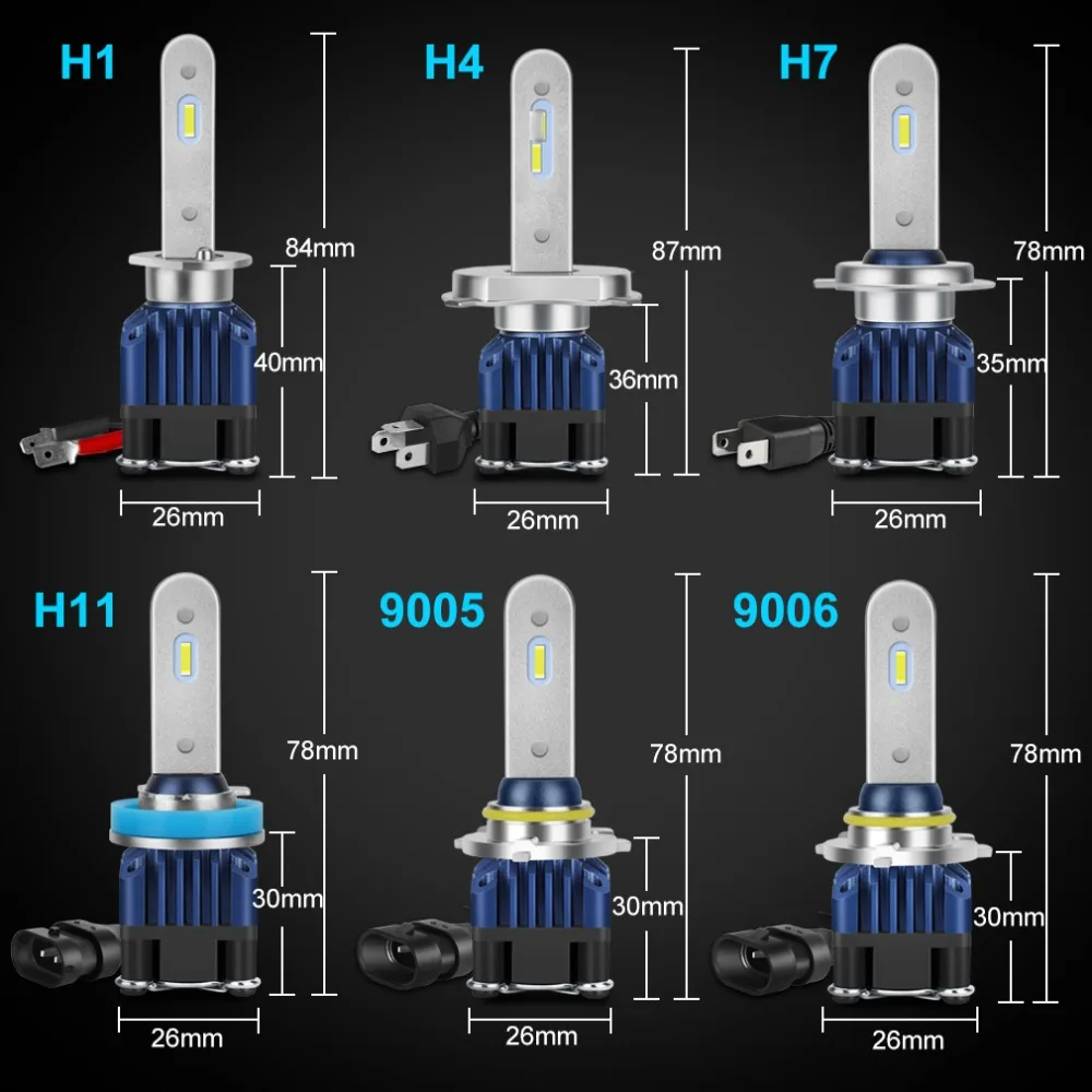 2 шт. H1 H7 светодиодный Canbus H4 светодиодный лампы для передних фар H3 H8 H11 9005 HB3 9006 HB4 автомобильные световые 50 Вт 12000LM 6000K 12V 24V Автомобильные фары